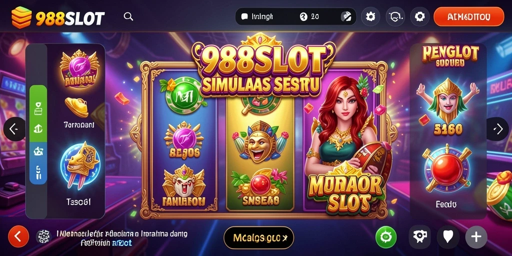 Screenshot gameplay 988SLOT menampilkan suasana simulasi slot yang mendebarkan.