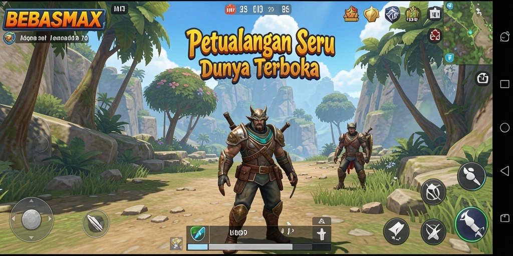 Tampilan gameplay Open World BEBASMAX yang mengesankan dengan pemandangan yang indah.