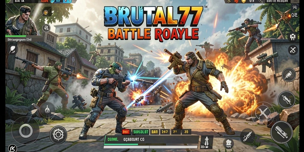 Tampilan seru dari gameplay Battle Royale BRUTAL77 yang menarik.