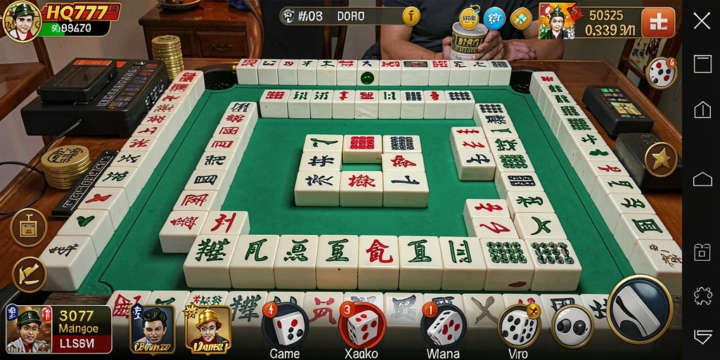 Tangkapan layar dari gameplay HQ777 menampilkan momen seru dalam permainan Mahjong.