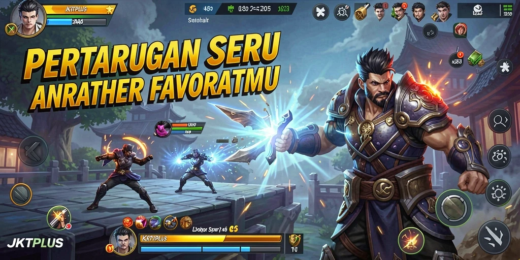 Gameplay seru JKTPLUS dengan pertarungan yang intens.