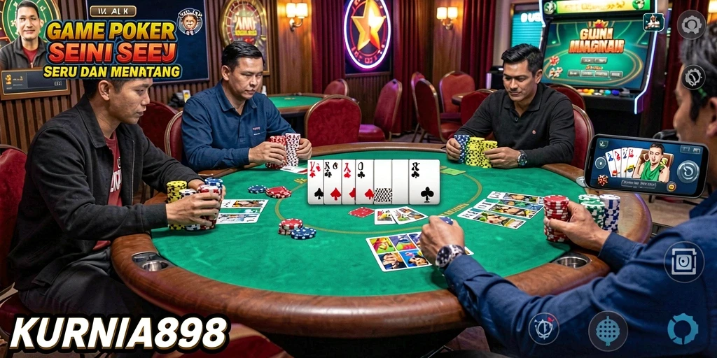 Tampilan gameplay seru dari permainan Poker KURNIA898.