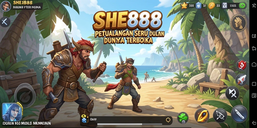 Tangkapan layar SHE888 menampilkan petualangan seru di dunia terbuka.