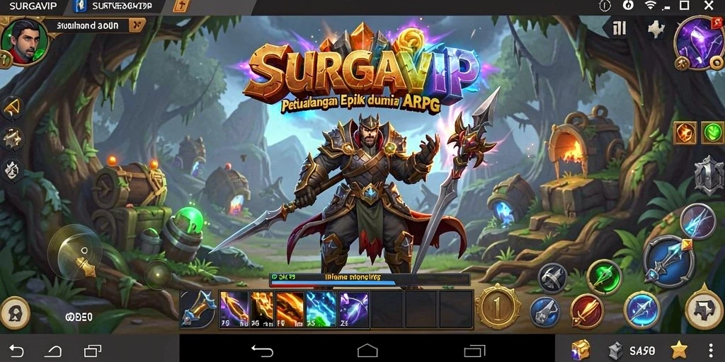 Tampilan gameplay mendebarkan dalam dunia ARPG SURGAVIP.