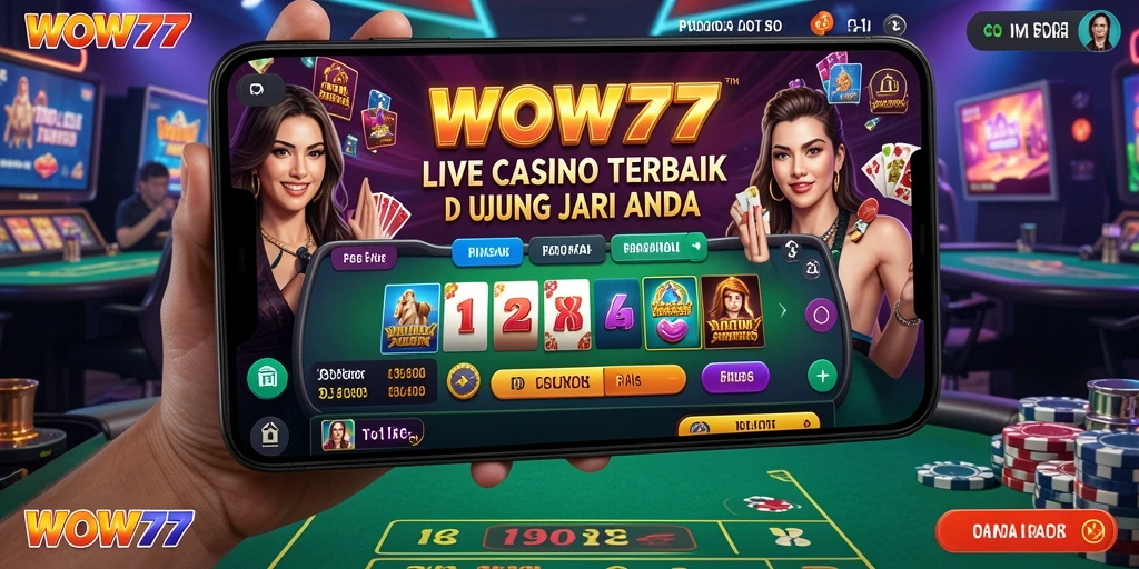 Screenshot WOW77 menampilkan dealer langsung dan permainan yang mendebarkan.