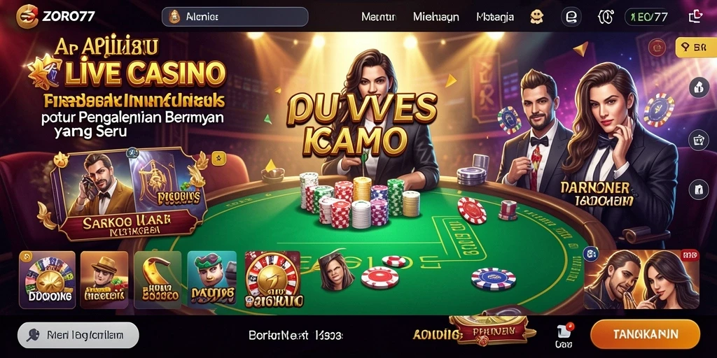 Tampilan gameplay seru dari aplikasi Live Casino ZORO77 yang interaktif.
